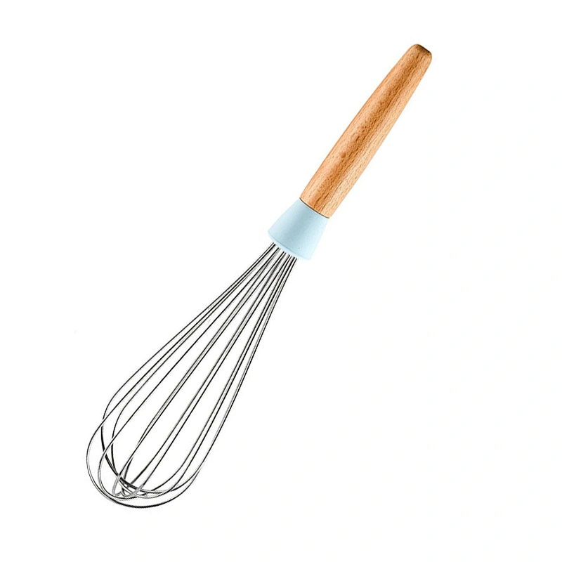Hot Sell Silicone kitchenware cream whisk tools hand whisk baking beater with wooden handle